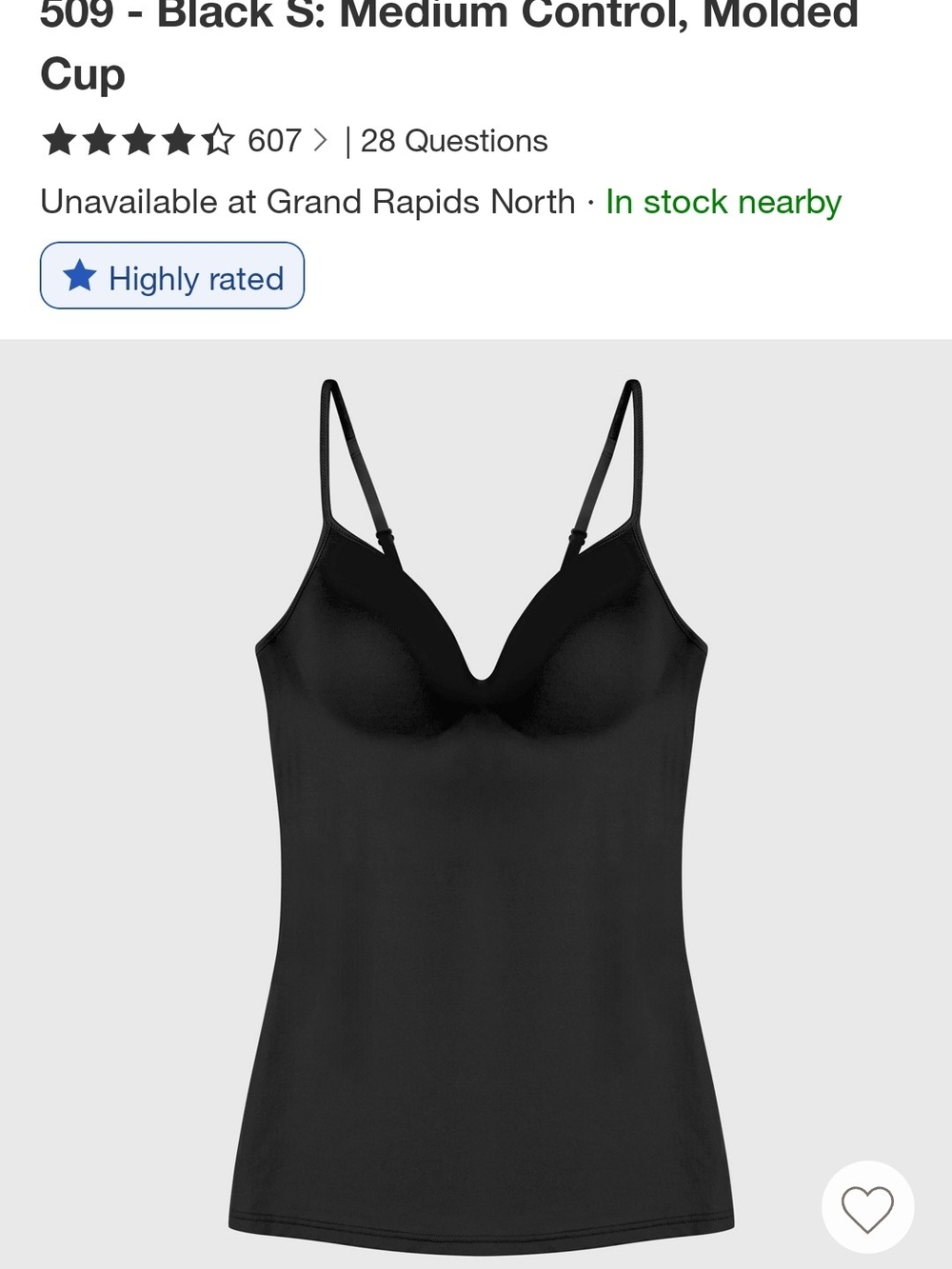Maidenform Black Molded-Cup Shaping Camisole